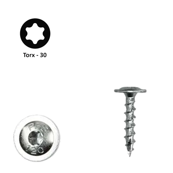Flenskop schroef 6,00 x 30 Torx (T30) | PFS+ verzinkt | 100 stuks