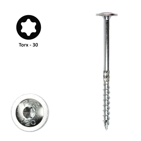 Flenskop schroef 6,00 x 80 Torx (T30) | PFS+ verzinkt | 100 stuks