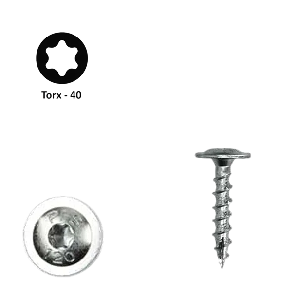 Flenskop schroef 8,00 x 40 Torx (T40) | PFS+ verzinkt | 50 stuks