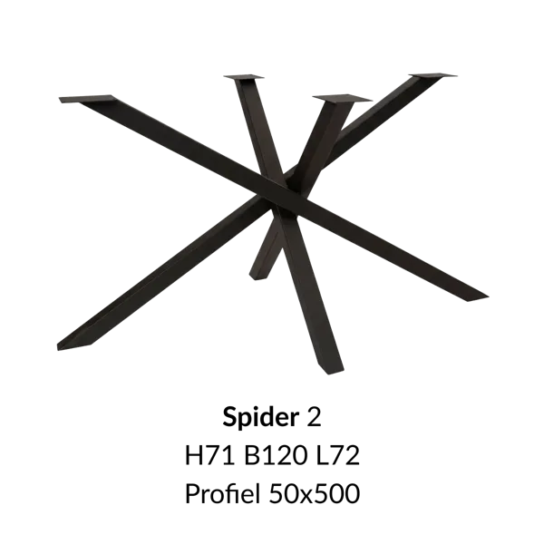 Metalen onderstel Spider 2 zwart RAL9005 - 120x80cm. Profiel 50x50mm