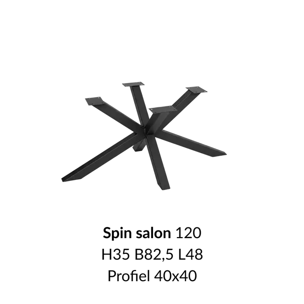 Metalen onderstel Spin 120 salon zwart RAL9005 - 48x82,5cm. Profiel 40x40mm