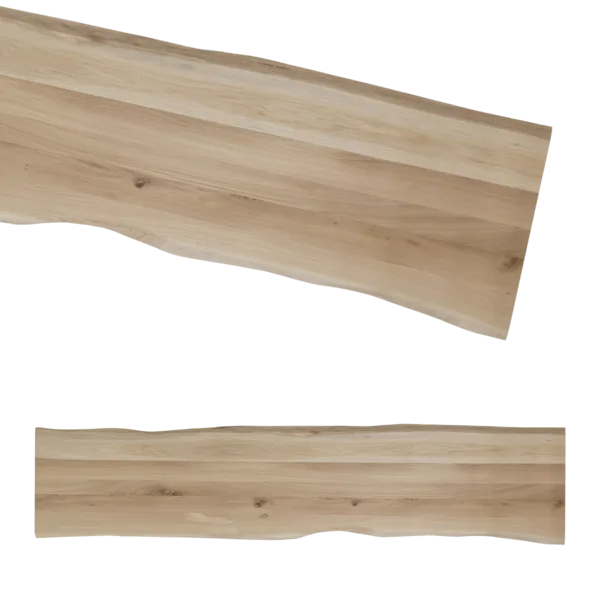 Tafelblad rustiek eiken bankje 2-lange zijden boomkant 40mm 2400x450 onbehandeld