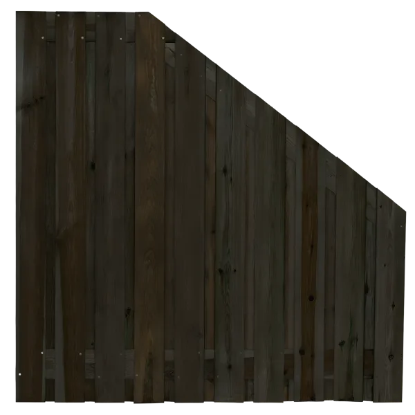 Tuinscherm 21 planks  180/90 x 180 cm Verloopscherm Zwart gespoten