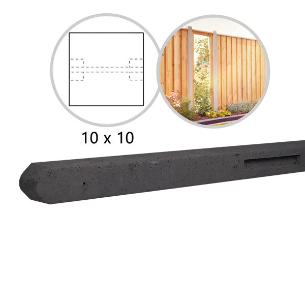 Betonpaal stamp 10 x 10 x 280cm Antraciet Tussenpaal