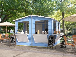 Kiosk Moose, 16 mm, vuren onbehandeld, 300 × 300 cm, incl. vloer