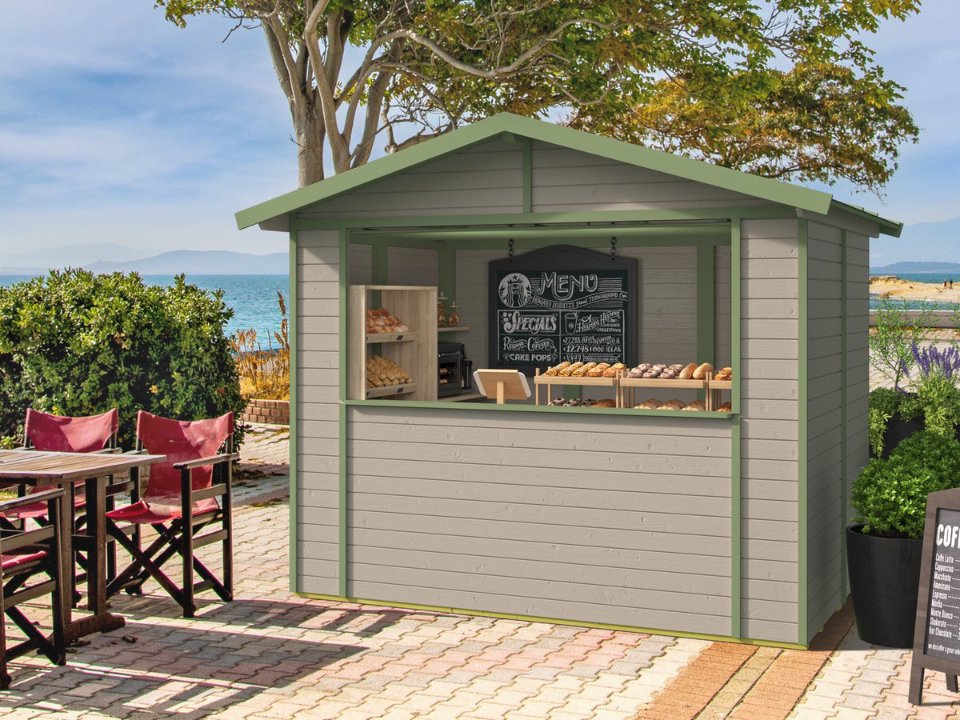 Kiosk Vixen, 16 mm, groen geïmpregneerd, 266 × 175 cm, incl. vloer