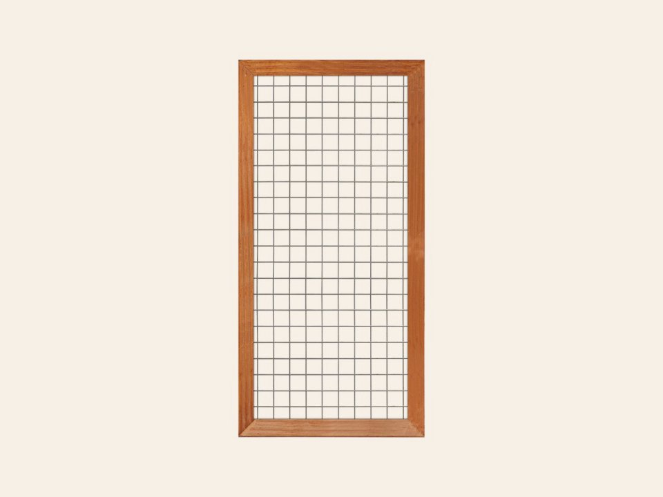 Gaaselement vuurverzinkt maaswijdte 7,5 × 7,5 cm met robuust kader hardhout 4,4 × 6,8 cm