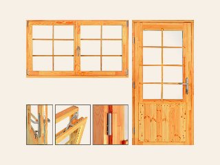 Deluxe ramen en buitendeuren Ava, 70 mm, vuren Red Class Wood geïmpregneerd