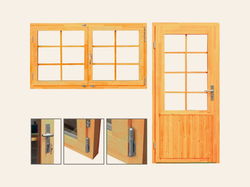 Standaard ramen en buitendeuren Ballyragget, 70 mm, vuren Red Class Wood geïmpregneerd