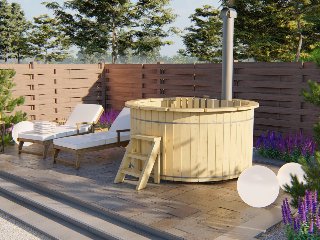 Hottub met RVS kachel ø200 cm onbehandeld vuren