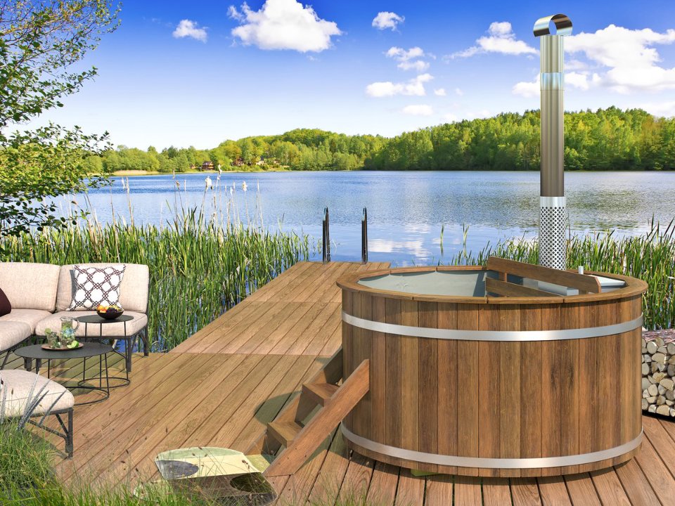 Hottub met RVS kachel Ø180 cm Thermowood