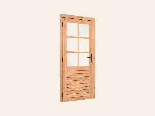 Douglas enkele glas deur 6-ruits excellent, B1000 × H2050 mm buitenmaat