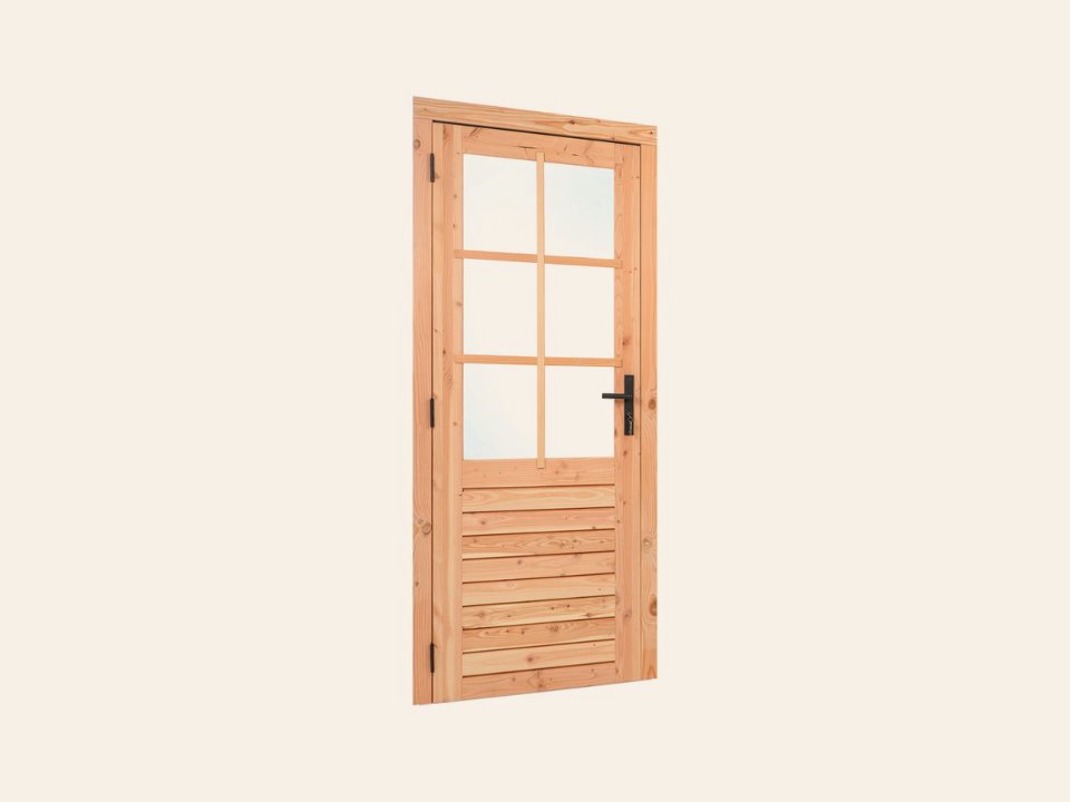 Douglas enkele glas deur 6-ruits excellent, B1000 × H2050 mm buitenmaat