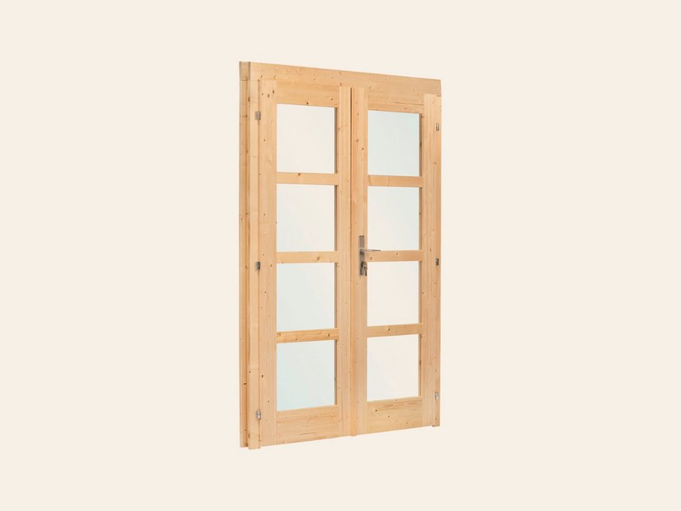 Dubbele deur+kozijn, enkel glas D1