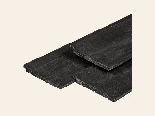 Douglas zweeds rabat excellent, zwart gespoten, geschaafd, scherpkantig, 1 zijde 2 groeven