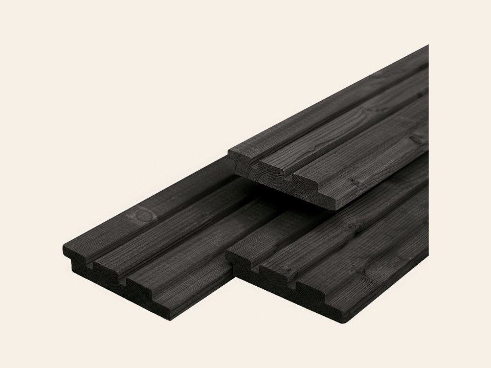 Douglas triple profiel zwart gespoten, geschaafd