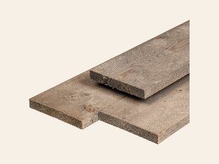 Vuren steigerplank zilvergrijs geïmpregneerd, fijnbezaagd, scherpkantig