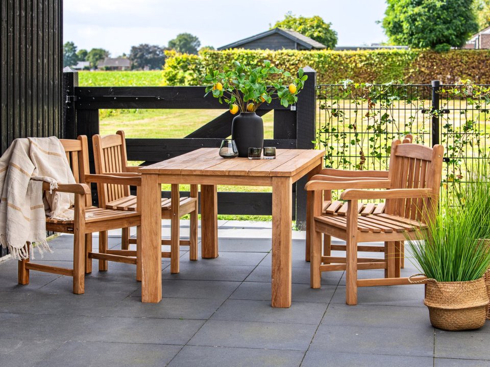 Tuintafel teak solide rustiek
