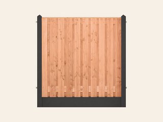 Schermset voor hout-betonschutting 187 × 224 cm, inclusief afdekkap