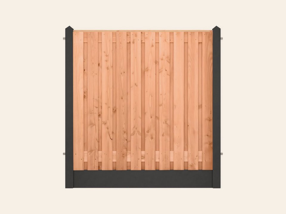 Schermset voor hout-betonschutting 187 × 224 cm, inclusief afdekkap