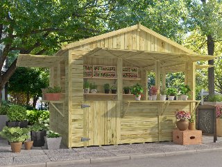 Kiosk Playa, groen geïmpregneerd vuren, incl vloer, dakleer