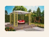 Houten paviljoen met zeildoek vuren groen geïmpregneerd, foto 1