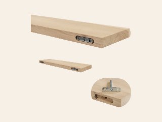 Wandplank rustiek eiken met boomkant 40 mm, met blinde bevestiging