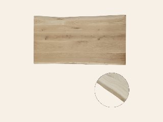 Tafelblad rustiek eiken plank 1-lange zijde boomkant, 40 mm