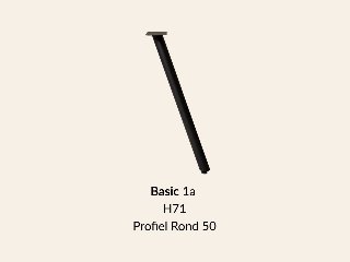 Metalen onderstel Basic 1 zwart RAL9005 - Profiel Ø50 mm set 4 stuks
