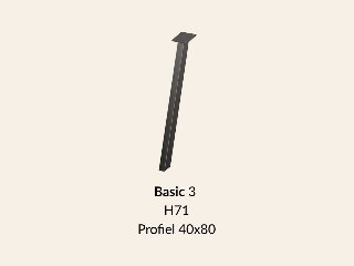 Metalen onderstel Basic 3 zwart RAL9005 - 100 × 40 cm. Profiel 40 × 80 mm set 4 stuks