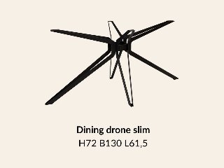 Metalen onderstel Dining Drone Slim zwart RAL9005 - 130 × 61,5 cm