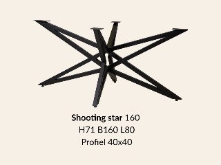 Metalen onderstel Shooting Star zwart RAL9005 - 160 × 80 cm. Profiel 40 × 40 mm