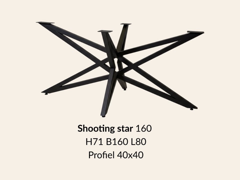 Metalen onderstel Shooting Star zwart RAL9005 - 160 × 80 cm. Profiel 40 × 40 mm