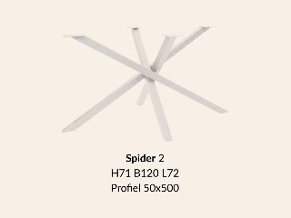 Metalen onderstel Spider 2 wit RAL9010 - 71 cm hoog - 120 × 80 cm. Profiel 50 × 50 mm