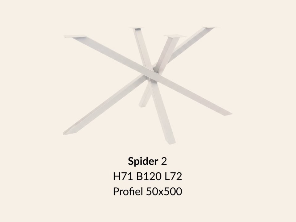 Metalen onderstel Spider 2 wit RAL9010 - 71 cm hoog - 120 × 80 cm. Profiel 50 × 50 mm