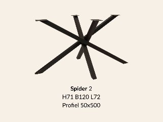 Metalen onderstel Spider 2 zwart RAL9005 - 120 × 80 cm. Profiel 50 × 50 mm