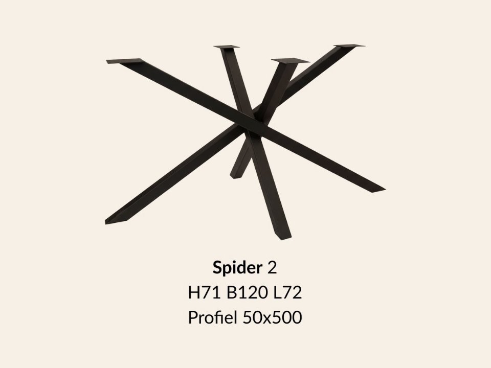 Metalen onderstel Spider 2 zwart RAL9005 - 120 × 80 cm. Profiel 50 × 50 mm