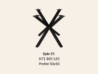 Metalen onderstel Spin 85 zwart RAL9005 - 85 × 85 cm. Profiel 50 × 50 mm