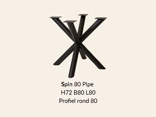 Metalen onderstel Spin 130 Pipe zwart RAL9005 - . Profiel Ø80 mm