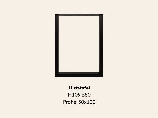 Metalen onderstel U elegant statafel zwart RAL9005 - 105 cm hoog - 80 cm breed. Profiel 50 × 100 mm