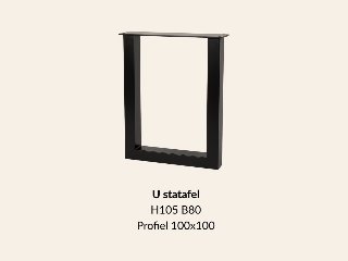 Metalen onderstel U statafel zwart RAL9005 - 105 cm hoog - 80 cm breed. Profiel 100 × 100 mm