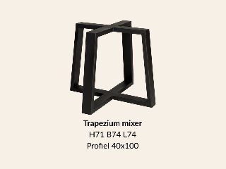 Metalen onderstel U trapezium mixer zwart RAL9005 - 74-90 cm breed. Profiel 100 × 100 mm
