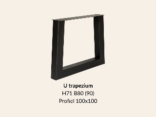 Metalen onderstel U trapezium zwart RAL9005 - 80-90 cm breed. Profiel 100 × 100 mm