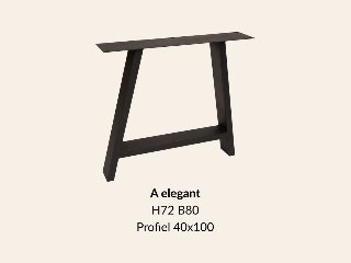 Metalen onderstel A elegant zwart RAL9005 - 80 cm breed. Profiel 40 × 100 mm