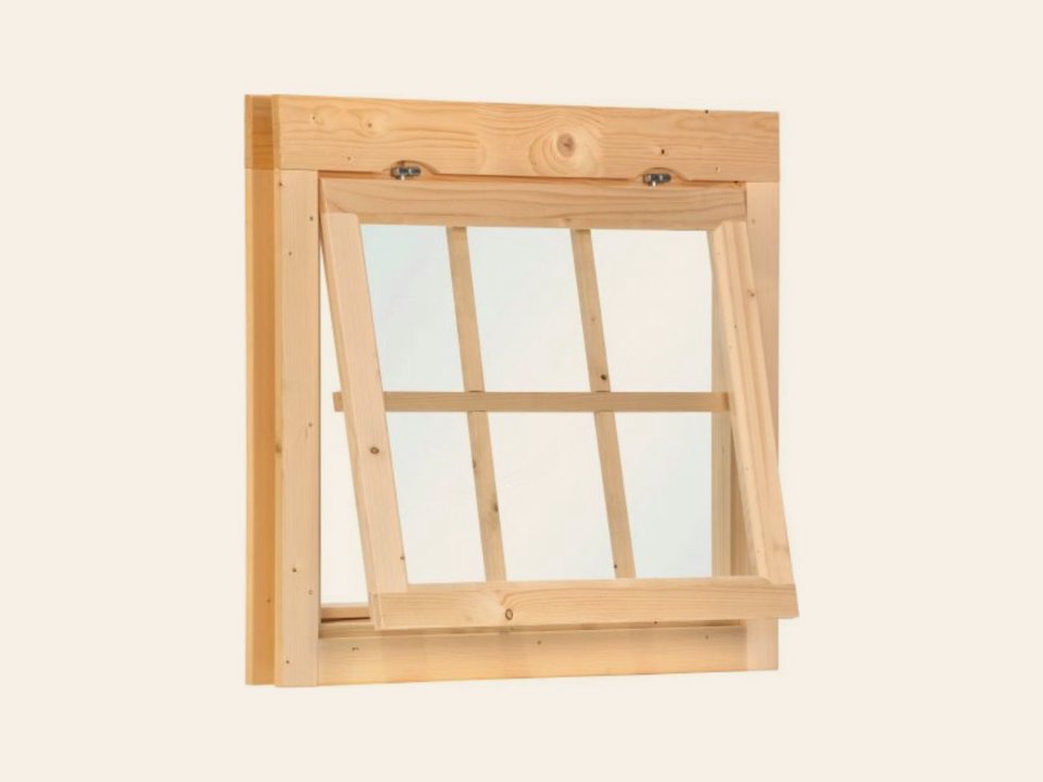 Uitzetraam blank hout 6-ruits excellent horizontaal