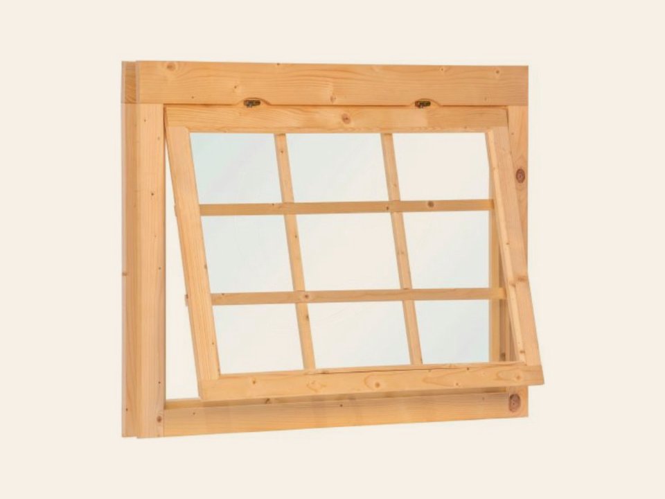 Uitzetraam blank hout 9-ruits excellent horizontaal