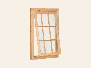 Uitzetraam blank hout 9-ruits excellent