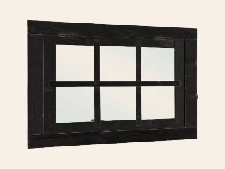 Vuren uitzetraam 6-ruits zwart gespoten 90 × 70 cm buitenmaat