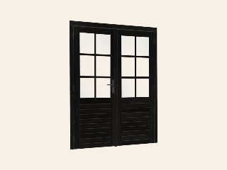 Vuren dubbele glas deur 6-ruits zwart gespoten 185 × 205 cm