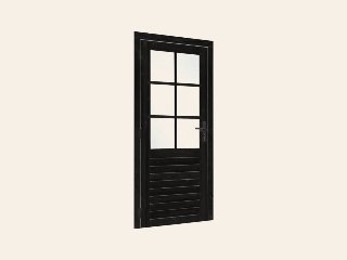 Vuren enkele glas deur 6-ruits zwart gespoten 100 × 205 cm